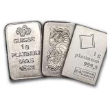 (10) - 1 Gram .999 Platinum Bullion Bar