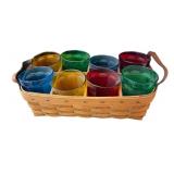 Vintage Woven Basket Set Featuring Colorful