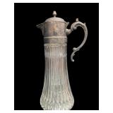 Vintage Ribbed Glass Water Pitcher