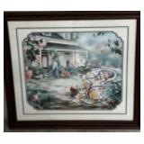 Framed Print Under Glass Lady wï¿½ Wicker Chair