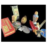 Dominoes, Decoy, Belt Buckle. Rolling Pin, Phone