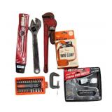 Estate Tools- Such As Stapler, Band Clamp, Pipe