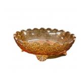 Vintage Marigold Carnival Glass Footed Bowl