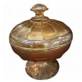 Covered Carnival Glass Candy Dish