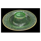 Gold Trim Green Depression Flip Bowl