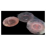 (3) PCS Three Pink Depression Plates