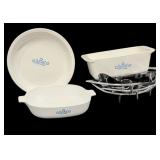 3 pc Blue Cornflower Corning Ware & Serving Trays