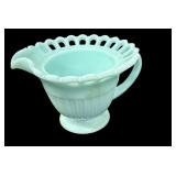 FOSTORIA Teal Milk Glass Creamer