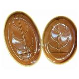 (2) Brown Drip Platters