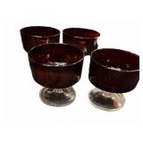 (4) Ruby Dessert Dishes