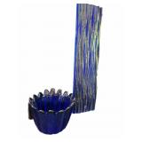 Cobalt Blue Vase & Art Glass Panel