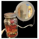 Jar Buttons, Magnifying Mirror