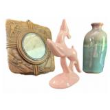 Mid Century Deer, Pottery Vase & Art Deco