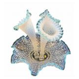 Fenton Blue Opalescent Glass Epergne