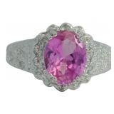 Oval 2.20 ct Pink Topaz & Diamond Ring