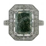 10kt Gold 4.37 ct Fancy Green Lab Diamond Ring