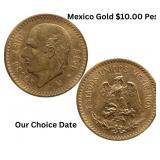 Mexico Gold $10.00 Peso (Year Varies)