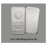 10 Ounce - .999 Fine Silver Morgan Dollar Bar