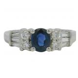 Platinum 1.47 ct Natural Sapphire & Diamond Ring