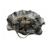 Blue Carnival Glass Bowl
