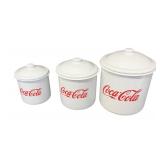 (3) PCS Three Coca-Cola Metal Kitchen Canister