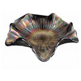 Ruffled Edge Carnival Glass Bowl