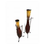 Decorative Floor Vase in Metal Stand 43 ï¿½ & 36 ï¿½
