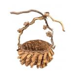 Vintage Rustic Bark Basket With Driftwood Handles