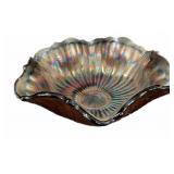 Ruffled Edge Carnival Glass Bowl