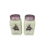 (2) PCS Jadeite Green Arched Salt And Pepper