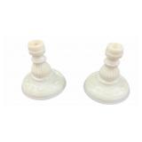 (2) PCS Vintage Milk Glass Candle Holders