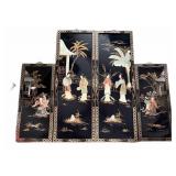 4 pc Black Lacquer Mid Century Wall Art (one