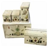 Vintage Bread Box, Canisters & Foil. Wax Psper &