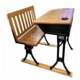 Beautiful Antique School Desk wï¿½ Ink Well