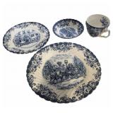 38 pc Blue & White Stagecoach Dish Set COME. SEE