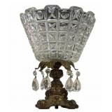 Marble, Brass & Crystal Pedestal Teardrop Bowl