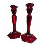 Fenton 8.5 ï¿½ Ruby Candle Sticks