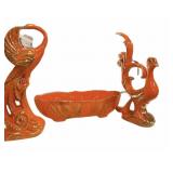15 ï¿½ Mid Century Orange 3 pc Bird Console Set