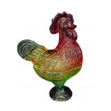 Multi-Color Glass Rooster Candy Dish