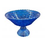 Blue Pressed Glass Footed Compote