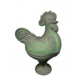 Dark Green Glass Rooster Candy Dish