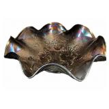 Ruffled Edge Carnival Glass Bowl