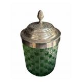 Green Cut Glass Biscuit Jar