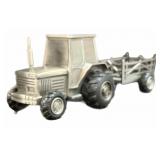 Brushed Pewter Metal Tractor & Farm Wagon Bank