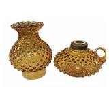 Amber Hibnail Oiil Lamp-Needs Chimney