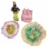 Pink Couple Planter, Statue, Ceramic Leaves