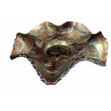 Ruffled Edge Carnival Glass Bowl
