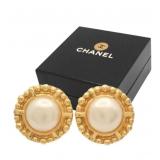 Chanel Pearl Round Clip-on Earrings