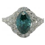 10k Gold 2.28 ct Oval Fancy Blue Lab Diamond Ring