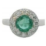 Round 1.50 ct Emerald & Diamond Ring